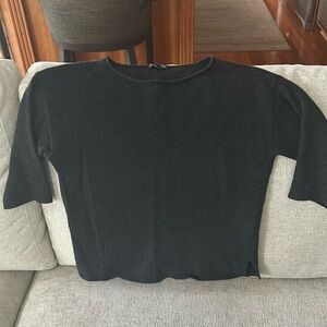 Eileen Fisher /Grey sweater with cropped sleeves